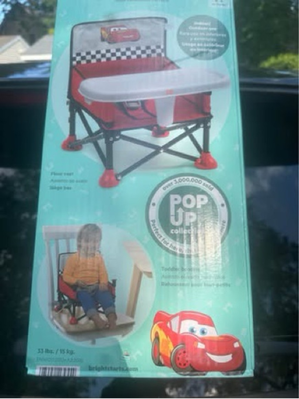 Disney Red and White Lightning McQueen Pop-Up Kids Booster with Tray